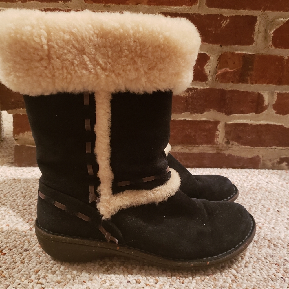 Black Sherling Ugg Boots Size 9